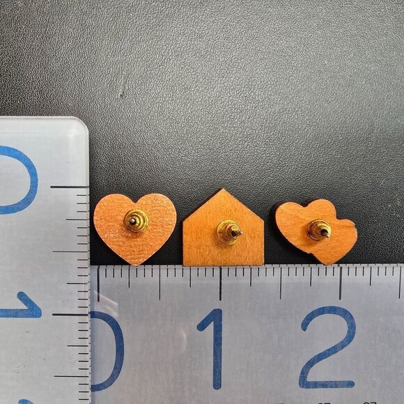 Heart & Envelope Shaped Wooden Earrings Set (NWOT) - Picture 6 of 6